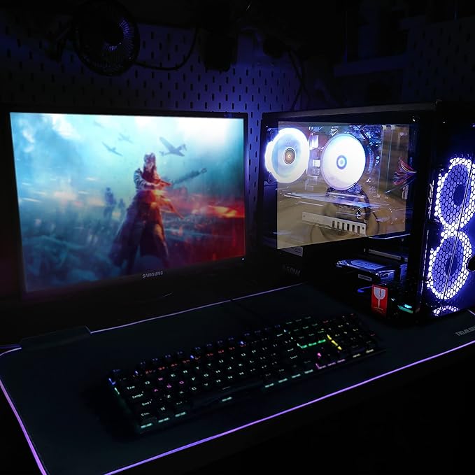 RGB Large Gaming Mouse Pad with 4Port USB Hub and 13Lighting Modes Computer Keyboard Mouse Pad Oversize Anti-Slip Rubber Base Mouse Mat for Computer PC Games (31.5 x 11.81 in Black0.15in Thick)