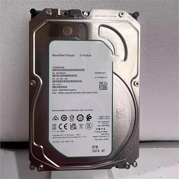 1Pcs for Monitor Vertical Hard Drives 8T 3.5'' SATA HDD ST8000VX009