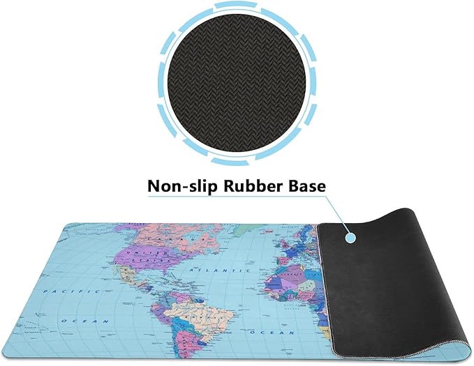 Colored World Map Large Mouse Pad Gaming Mouse Pad Extended Computer Keyboard Mouse Pads Non-Slip Desk Mat for Office Home Game 31.5 x 15.7 inch