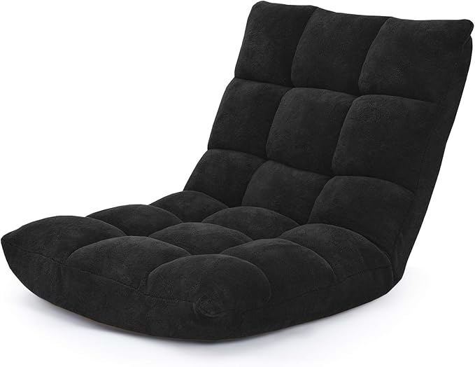 DORTALA Floor Gaming Chair with Back Support 14-Position Adjustable Banana Chair for Adults Foldable Floor Seats for Reading Gaming (Black)
