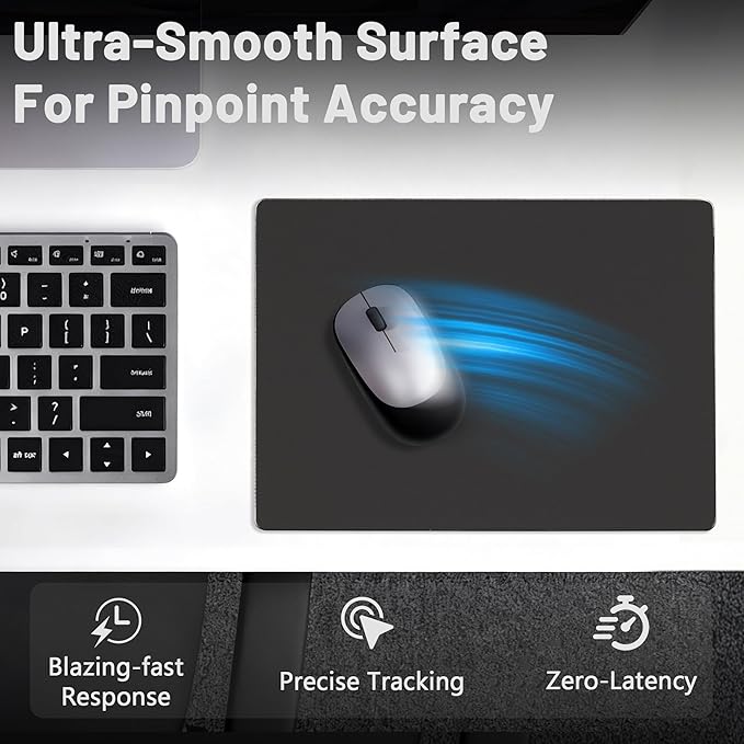 Glass Gaming Mouse Pad Hard Mousepad for Gaming 13.7” x 9.8” Ultra-Smooth Micro-Etched Surface Mousepad Improved Precision &amp Speed Anti-Slip Base Black