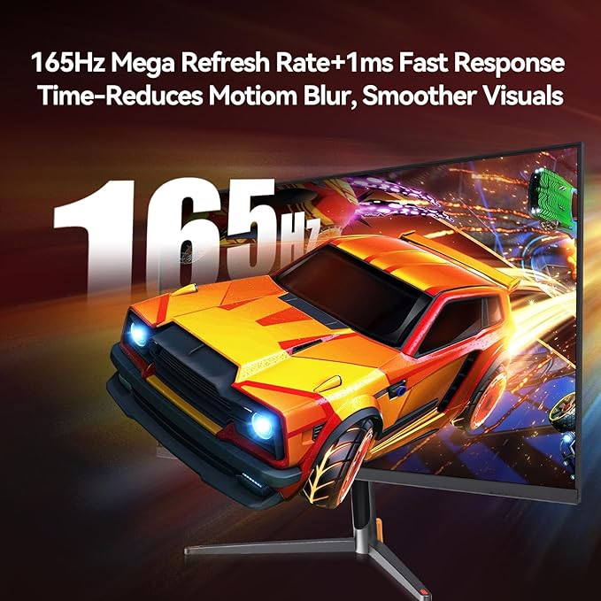 24 Inch Gaming Monitor FHD 1080P 165Hz Monitor IPS Display Free-sync Compatible 99% SRGB Color Gamut VESA 100 * 100mm Eye Care Ultra-Slim Frame Black