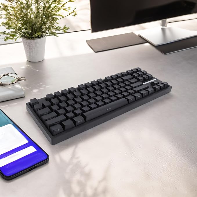 Zunate 87 Key Gaming Mechanical Keyboard Red Switch RGB Backlit Wire Less 2.4G Bluetooth Type C NKRO for Computer Laptop PC 2000 ME Vista 7 8 10 HarmonyOS OS X