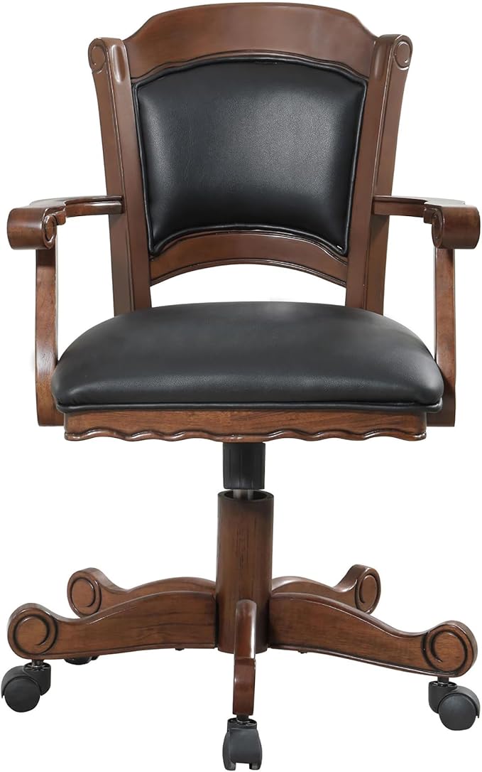 Black and Upholstered Game Chair with Casters