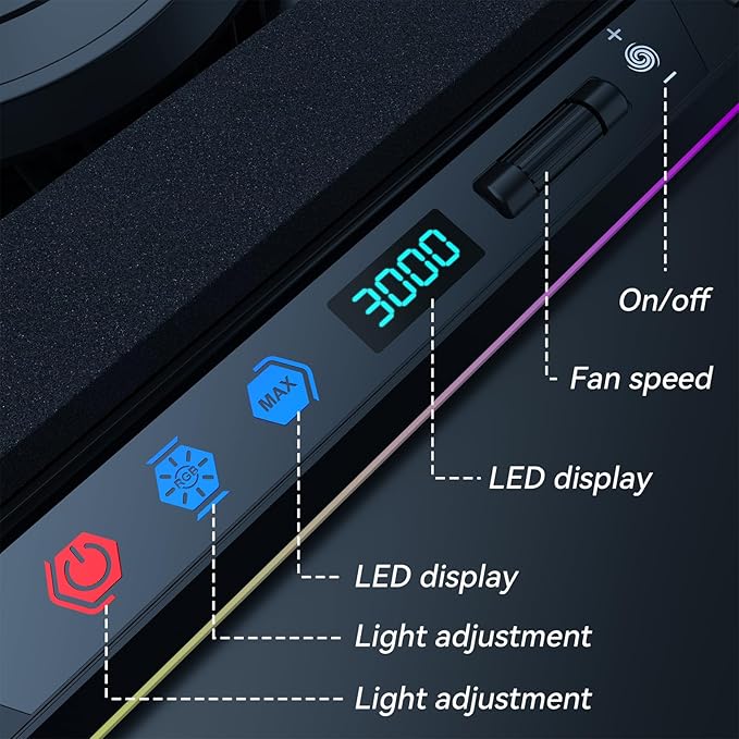 ICE COOREL Gaming Laptop Cooling Pad with Powerful Turbofan Laptop Fan Cooling Pad for Laptop 15-21 Inches RGB Laptop Cooler Stand with 8 Height Adjustable Infinitely Variable Speed LCD Screen