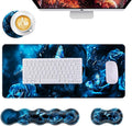 Mouse PadLarge Desk Mat Set 4in1 XL Mousepad + Keyboard Wrist Rest+Mouse Wrist Rest+Coaster with Ergonomic Desk Pad for Home Office Table Computer Cover -Skull with Butterflies and Roses
