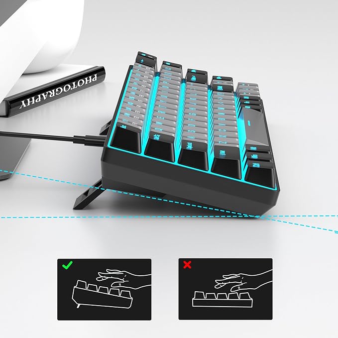 MageGee Portable 60% Mechanical Gaming Keyboard MK-Box LED Backlit Compact 68 Keys Mini Wired Office Keyboard with Blue Switch for Windows Laptop PC Mac - Grey/Black