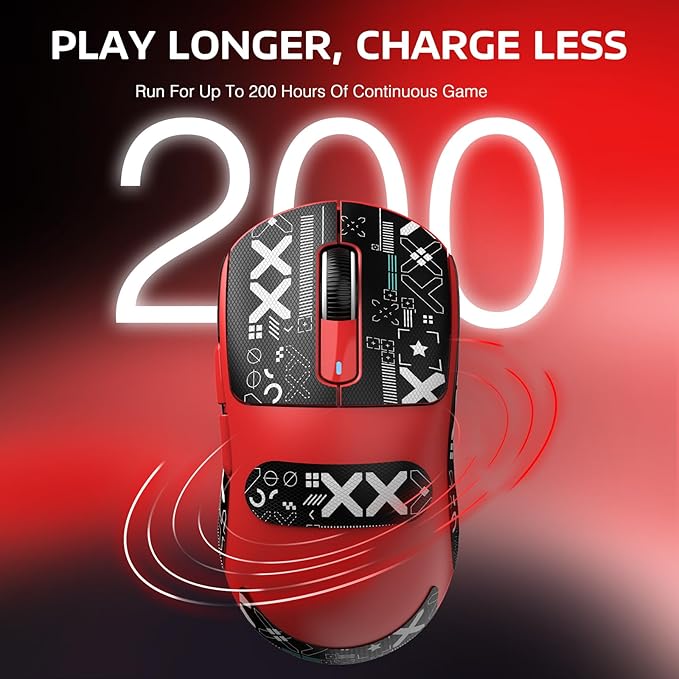ATTACK SHARK X3 Wireless Gaming Mouse 49g Bluetooth/2.4G/USB-C Ergonomic Computer Mouse PAW3395 26K DPI Sensor 200h Battery Life Programmable Buttons Griptape Gaming Accessories for PC/Laptop/Mac