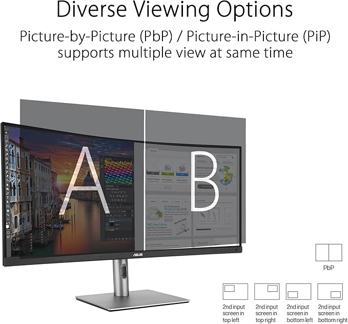 ASUS ProArt Display 34” Ultrawide Curved Professional HDR Monitor (PA34VCNV) - IPS 21:9 3440 x 1440 3800R Curve 100% sRGB/Rec709 ΔE&lt2 Calman Verified USB-C Docking PD 96W RJ45 3 Year Warran