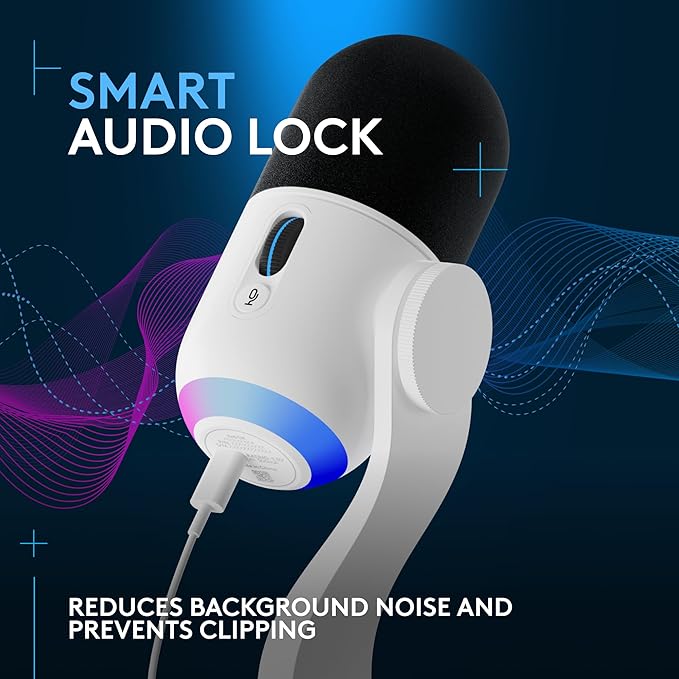 Logitech G Yeti GX Dynamic RGB Gaming Microphone with LIGHTSYNC USB Mic for Streaming Supercardioid USB Plug and Play for PC/Mac - White