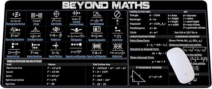 Beyond Maths Mouse Pad – FormulaFlow Study Mat All-in-One Math &amp Physics Cheat Sheet Desk Pad for Students &amp STEM Lovers Essential Computer Accessories for Study Work and Reference Purpose
