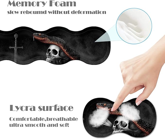 Ergonomic Keyboard Wrist Rest &amp Mouse Pad Wrist Rest SetXL Gaming Desk Mat 31.5x 11.8Non-Slip BaseMemory FoamEasy Typing Pain Relief for Office &amp HomeSword and Skull