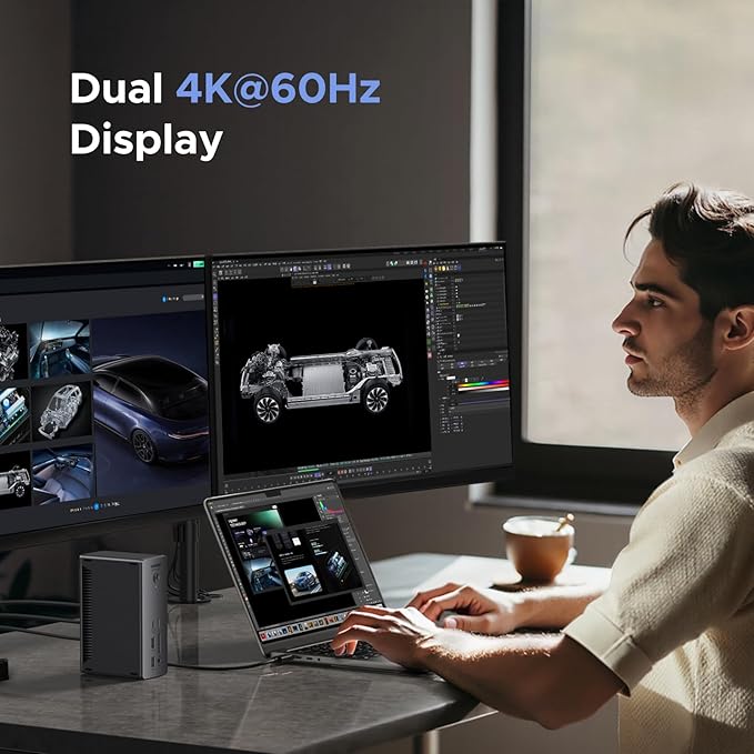 UGREEN Thunderbolt 4 Dock 13-in-1 40Gbps Docking Station with Dual 4K@60Hz Single 8K Display 90W Charging for Laptop 2.5GbE SD/TF 4.0. Revodok Max 213 for MacBook Surface Pro and More