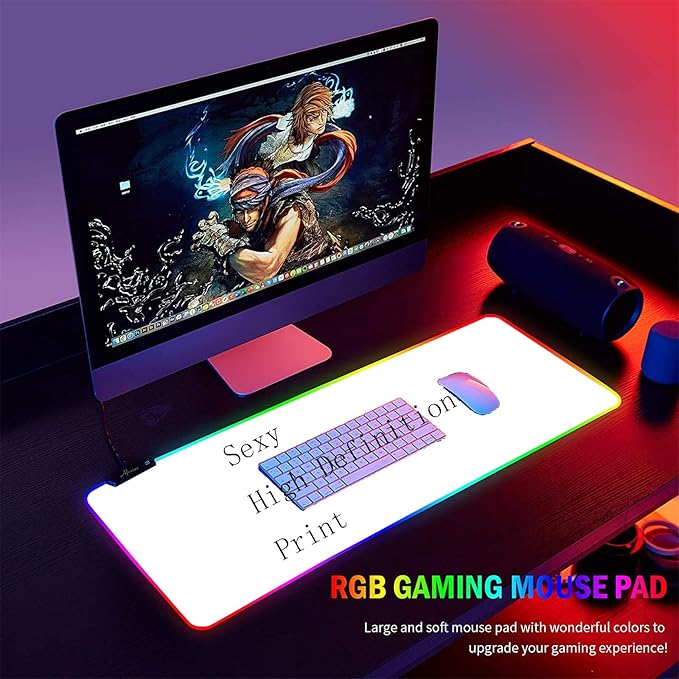 RGB Mouse Pad Sexy Anime Gaming LED Mouse Pad XXL Gamers Colorful USB Laptop Keyboard Pad Gaming Desk Sexy Butt Breasts Chest (35.43x15.74 inche)
