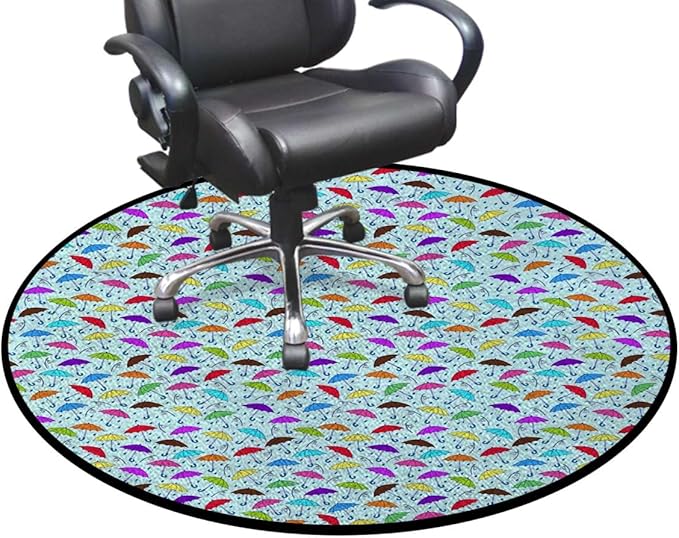Multi Round mat Office Chair Mat Hardwood Floor mat Chair mat Round Chair Cushion for Desk Chair Office ChairCushion Chair Mat Umbrella Display Autumn Season Modern Art Diameter 47.2 in