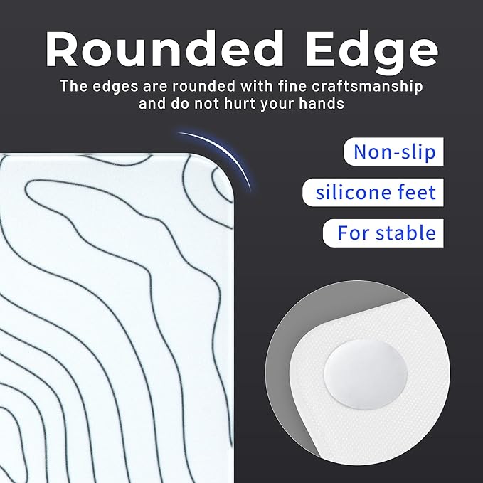 XVX Glass Mousepad for Gaming Topographic Hard Gaming Mouse pad Professional Large Mouse Mat 410mm*310mm Special Glass Surface with Improved Precision and Speed