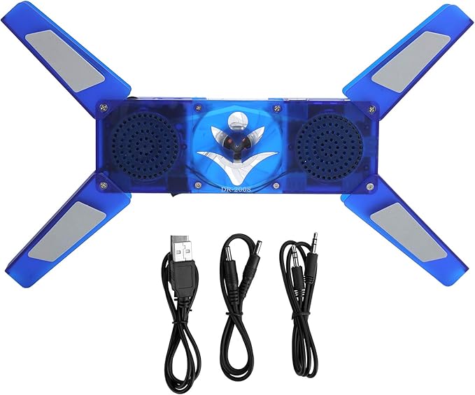 DR - 2008 Laptop Cooling Pad Foldable USB Computer Cooler with Hub Low Noise Heat Dissipation Fan 500-2500RPM High Speed Cooling for Laptop Blue LED Light and Built - in Spea