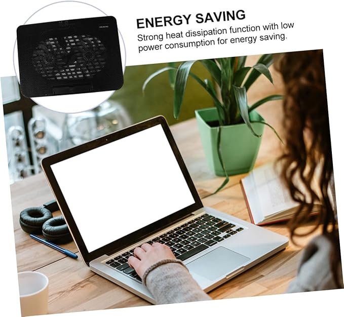 Cooling Pad with Dual Fans Portable USB Cooler for Heat Dissipation Easy to Install Stand Black