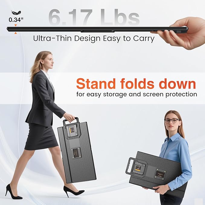 24 Large Portable Monitor 1080P FHD 100Hz IPS Monitor Height-Adjustable &amp Rotatable Screen(Horizontal/Vertical) Built-in Speakers Requires Wall Outlet Travel Monitor for Laptop / MacBook / P