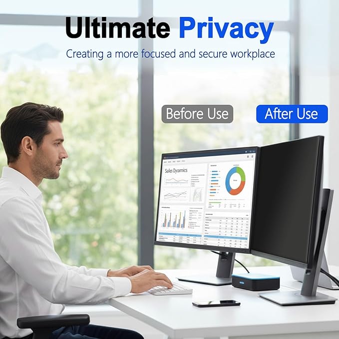 [2 Pack] Magnetic Privacy Screen for 27 Inch 16:9 Computer Monitor - Reversible Matte/Glossy Anti-Glare Removable Blue Light Filter Anti-Spy Eye Protection Screen Protector Shield for Desktop PC
