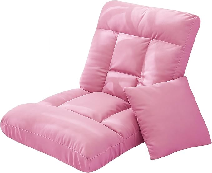 Folding Floor Chair with Back Support 5 Adjustable Position Padded Sleeper Bed Couch Recliner Gaming Floor Chairs for Adults Meditation Living Room