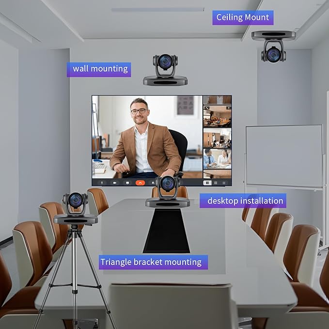 4K PTZ Camera AI AutoTracking 20X Optical Zoom HDMI SDI USB LAN POE Video Conference Camera for Live Streaming Church Worship Education YouTube Facebook