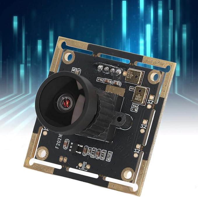 Camera Module USB Camera Board HD Wide Angle 2MP 1920x1080 Resolution 145° Field of View with Dual Microphones for Machine Vision Embedded Systems Black