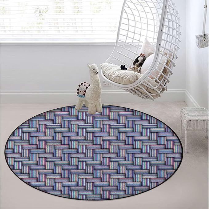 Pink Purple Grey Gaming Chair Mat Office Chair Mat for Carpeted Round Area Rug Swivel Chair Mats for Hardwood Floor Fractal Geometric Linked Graphic Diameter 51 in