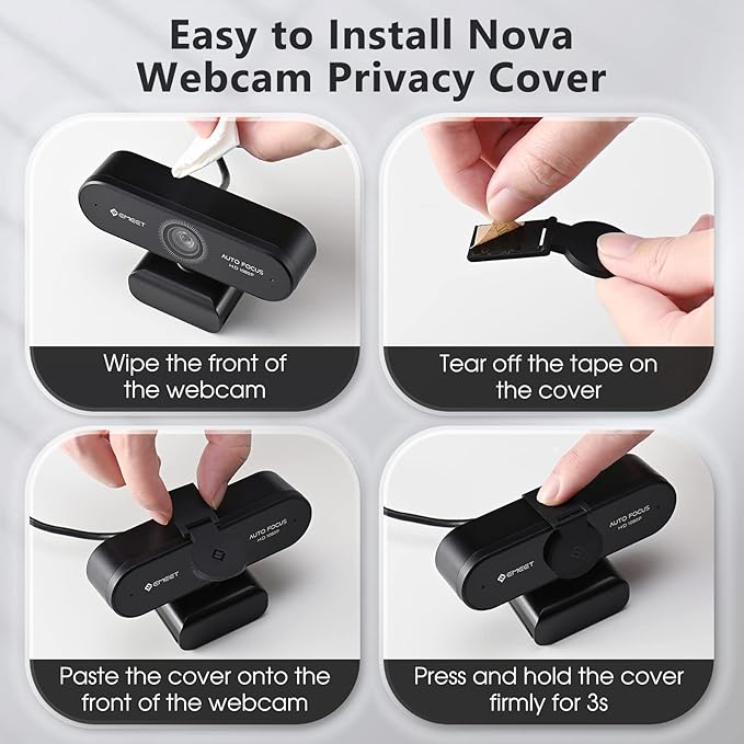 1080P Webcam with Microphone eMeet Nova AutoFocus HD Webcam 96°View Web Camera w/ 2 De-Noise Mics for Laptop/Desktop Plug &amp Play USB Streaming Computer Camera for Conference/Calling/Teaching/Ga
