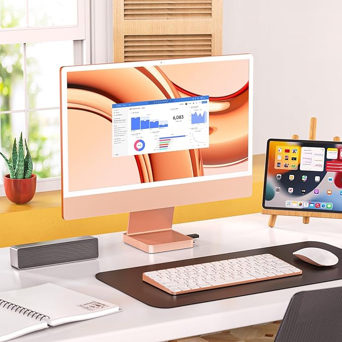 USB C Hub for iMac 24 inch 2021/2023/2024 Minisopuru iMac Hub Support M.2 NVMe SSD i Mac Accessories for iMac M1/M3/M4 USB C Adapter with USB A/C 10Gbps SD/TF M.2 SSD (Not Included) Orange.