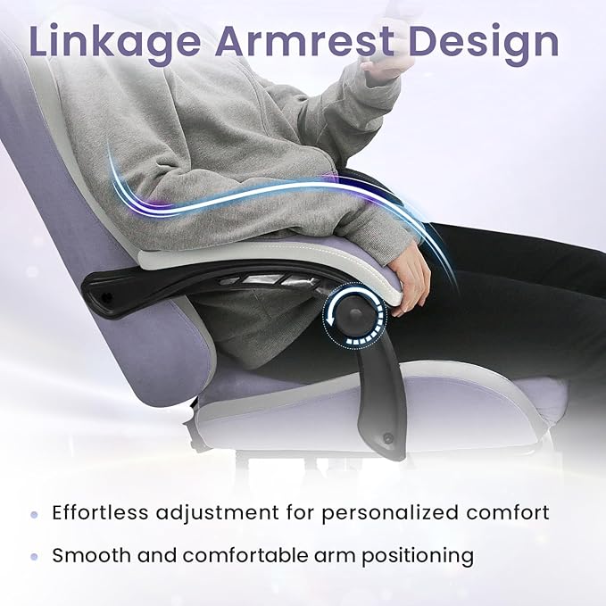 N-GEN GAMING Video Gaming Chair Office Computer Desk Use Ergonomic Reclining Backrest Adjustable Armrests Lumbar Support Footrest High Density Foam Breathable Fabric Heavy Duty Base (Purple)
