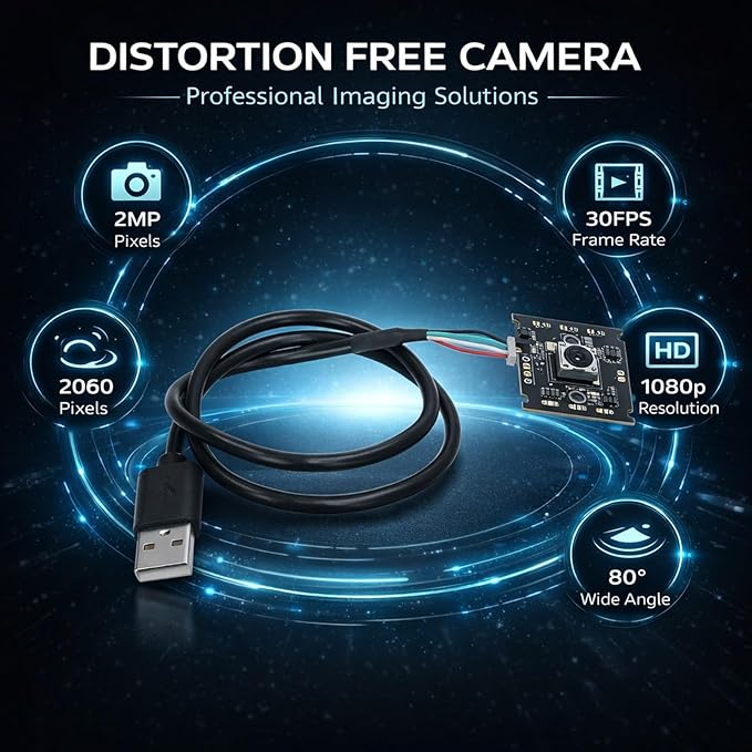 2MP Distortion Camera Module OV2720 USB Output 1920x1080 30FPS - Auto Focus Lens Smooth Frame Rate Wide Compatibility for Embedded Systems and Devices