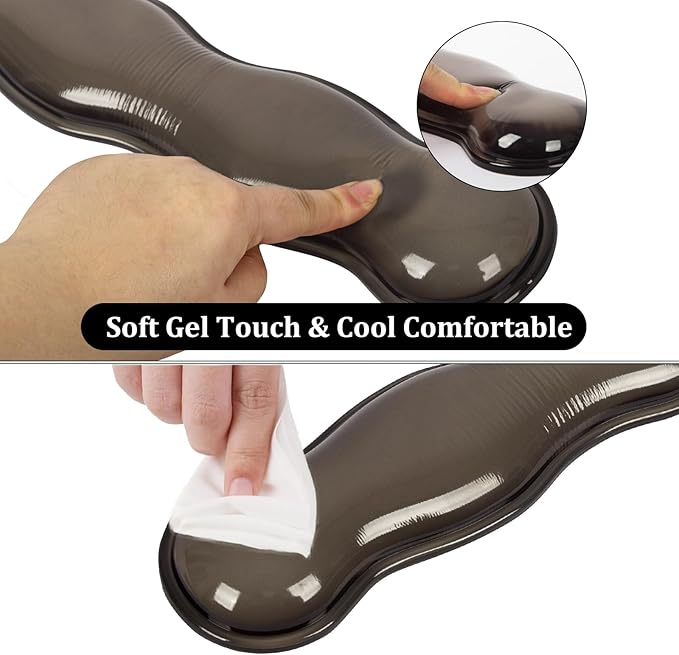 L-SPOUTTO Black Checkered Mouse Pad SetScalloped XXL Desk Mat + Ergonomic Mouse Wrist Rest + Gel Keyboard Wrist Rest for Keyboard 65%/75%3in1 Large Desk Pad for Desktop Home Office Computer Game