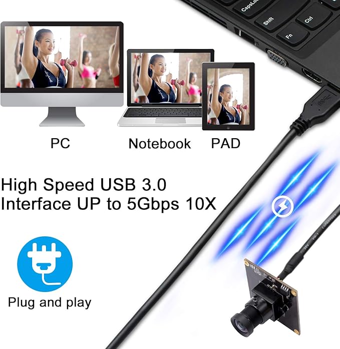 2MP USB Camera Module High Speed USB 3.0 Webcamera 100 Degree 1080p Webcam with IMX291 Sensor Industrial Camera Supported OTG for Android Windows Linux Mac