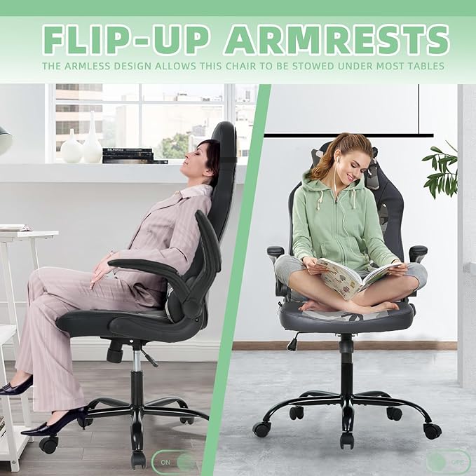 PC Gaming Chair Computer Chair Racing Gamer Chair Adjustable Ergonomic Office Chair Modern Desk Chair with Lumbar Support Flip Up Armrest Rolling Swivel Task Chair for Adults Women Men