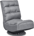 Giantex 360 Degree Swivel Floor Chair Folding Floor Gaming Chair with 6 Positions Adjustable Lazy Sofa Lounge Chair w/Tufted Back Support Video Gaming Chair for Reading TV Watching (Gray)
