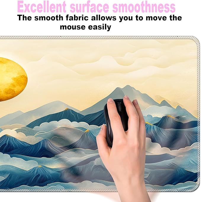 Keyboard Wrist Rest SetMemory Foam Wrist Support Mouse Pad31.5x11.8 Desk Mat for Comfortable Typing &amp Pain ReliefNon-Slip Base for Office &amp Home Use - Mountain and Moon