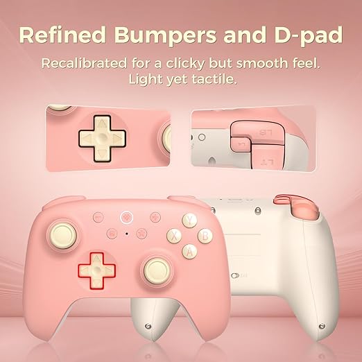 AKNES 8Bitdo Ultimate 2C Wireless 2.4G Controller for Windows PC and Android Gamepad with Hall Effect Joysticks and Hall Triggers 1000Hz Polling Rate Remappable L4/R4 Bumpers - Peach
