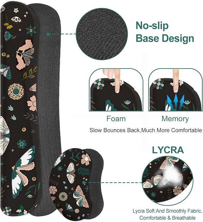 Large Mouse Pad and Keyboard Wrist Rest Desk Pad for Keyboard and Mouse Gaming Mousepad with Wrist Support Non-Slip Desk Mat for Home Office Black Butterfly Flower