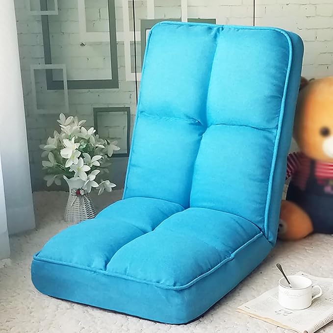 NaKeah Folding Sofa Chair 6-Position Adjustable Floor Lazy Recliner High Back Reading Gaming Lounge Chair for Living Room Bedroom OfficeHS