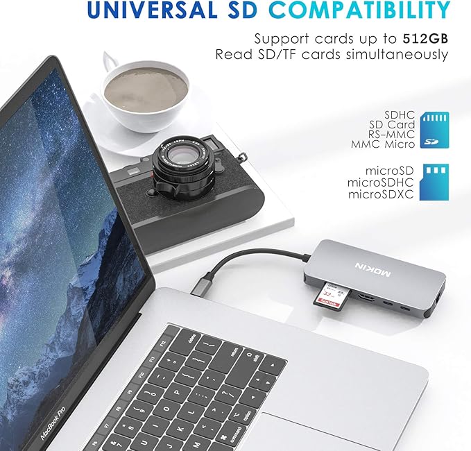 USB C Adapters for MacBook Pro/AirMac Dongle with 3 USB PortUSB C to HDMI USB C to RJ45 EthernetMOKiN 9 in 1 USB C to HDMI Adapter100W Pd Charging USB C to SD/TF Card Reader USB C Hub