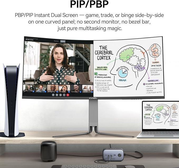34 Inch Ultrawide Productivity Curved Monitor 65W USB-C &amp KVM 3440x1440 WQHD 165Hz 21:9 R1000 Display 100% sRGB for Work and Gaming 4000:1 Height Adjustable PIP/PBP HDMI DisplayPort