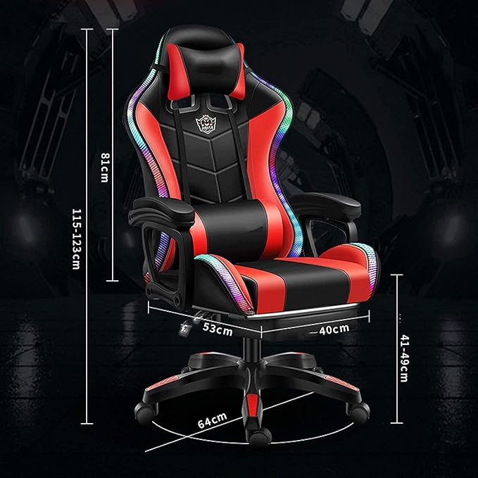 Gaming Chair with Bluetooth Speakers Video Game Chairs Gaming Lights- Ergonomic Massage Gaming Chair Full Massage Lumbar Support Adjustment of Backrest Dual Gaming Chair…