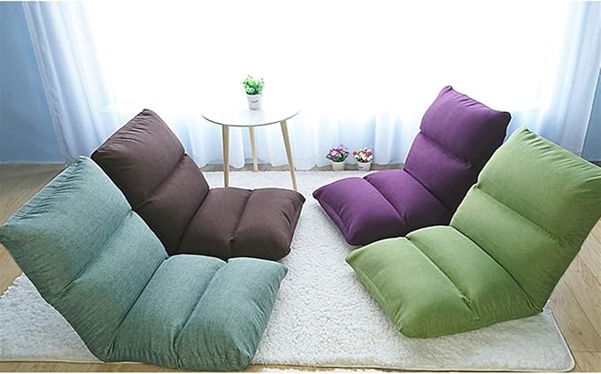 BTZHY Floor Chair Floor Chair Padded Floor Chair Single Dormitory 5-Speed Adjustment Computer Chair Foldable Easy to Remove and Wash Simple Armchair(Purple)