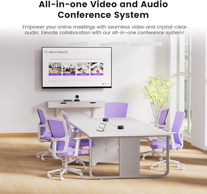 NEARITY Conference Room Camera System Zoom Certified Scalable Conference Speakerphone POE Daisy Chain Noise Reduction 2K NDI PTZ Webcam w/Optical Zoom for Video Conferencing/Streams in Large Rooms