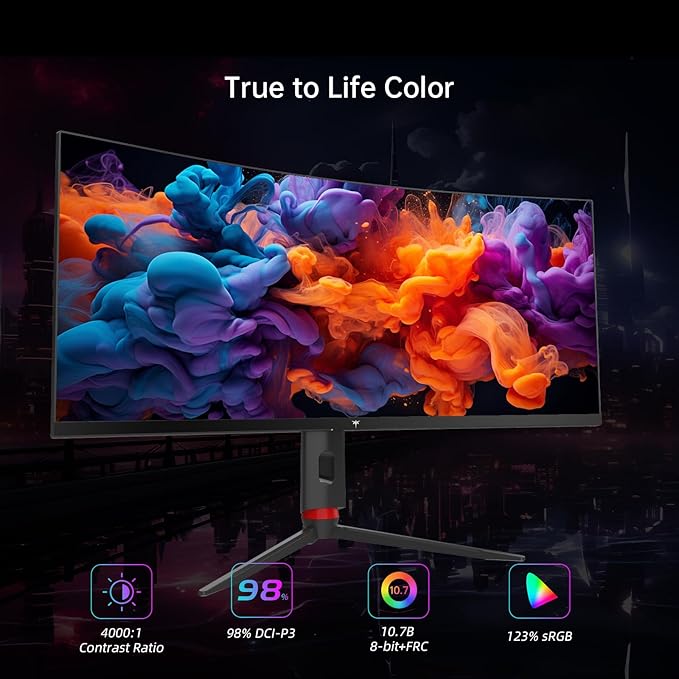 KTC 34'' Curved Ultrawide Gaming Monitor 21:9 3440x1440p 165Hz 1ms 1500R Curved Monitor Freesync G-sync Picture by PicturePIP Height/Tilt/Swivel/Pivot