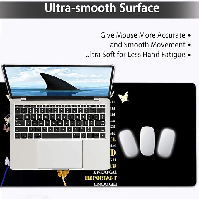 Large Mouse pad and Keyboard Support Set Ergonomic Memory Foam Keyboard Wrist Rest Extended Gaming Mouse Pad Woman Silhouette Inspirational Quotes XXL Desk Mat (31.5 X 11.8 in)