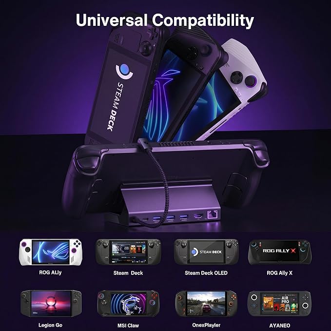 iVANKY 4K@144Hz/ 4K@120Hz HDMI 2.1 ROG Ally Dock 8-in-1 Aluminum Docking Station for Steam Deck OLED &amp ROG Ally X 100W PD Charge 1Gbps Ethernet 3 USB 3.0 Pro Gaming Stand Hub Midnight Blue