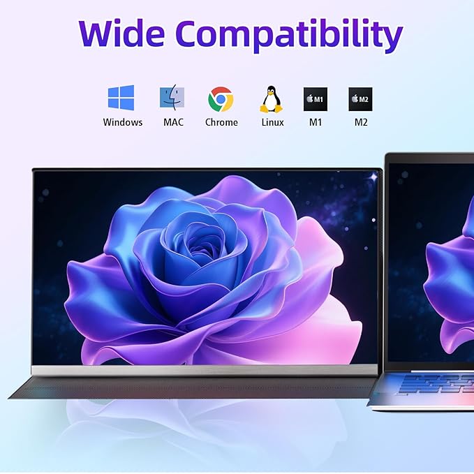Portable Monitor for Laptop - 15.6 FHD 1080P Laptop Screen Extender Portable 85% NTSC Display USB-C/USB-A/HDMI for Windows Mac Work Travel