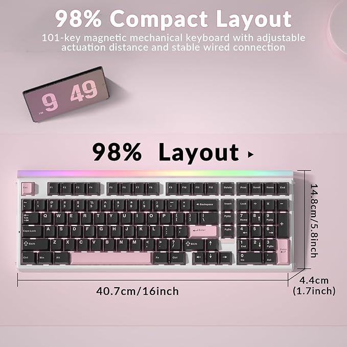 AULA Hero 99 Wired Gaming Keyboard Hall Effect Keyboard with Rapid Trigger Mode Hot Swappable Magnetic Switch Keyboard with Number Pad Web DriverRGB Backlit Mechanical Keyboard for Office PC Gamer